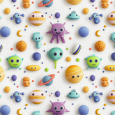 Crafty By Chatham Glyn 3D Little Aliens 100% Cotton 140cm Wide Crafty Fabric for Sewing, Quilting, Dressmaking